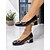 זול Block Heels-נעלי עקב בלוק מעור פטנט לנשים עם אבזם זהב – נעלי עקב רטרו עם חרטום מרובע למשרד, פגישות עסקיות ואירועים רשמיים
