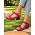 economico Sandali Comodi-sandali da donna con cinturino a T rosso - tacco comodo e design traforato, ideali per abbigliamento casual ed eventi estivi alla moda
