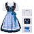 tanie Dirndl-Kobieca bawarska sukienka dirndl z niebieskim fartuszkiem w kratkę i satynową kokardą na festiwal piwa Oktoberfest