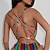 voordelige Outfits-Retro vintage Sexy Jaren '80 One Piece Bodysuits Schijf Glanzend latex patent Metallic Regenboog Gestreept Kostuum Dames Carnaval muziekfestival Strandvakantie Prideparade Volwassenen Turnpakje