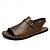 cheap Vacation Sandals-Men&#039;s Brown Faux Leather Slingback Sandals with Adjustable Buckle - Versatile Footwear for Outdoor and Casual Wear