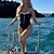 abordables Surf Tankinis &amp; Bikinis-Femmes Maillot de bain 1 pièce Dos Nu Maillot de Bain Patchwork Maillots de Bain Noir Blanche Respirant Séchage Rapide Sans manches - Natation Surf Plongée en apnée Été