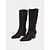 abordables Fiesta Nocturna-Botas vaqueras con diamantes de imitación para mujer: botas de fiesta negras hasta la rodilla con punta puntiaguda y tacón de bloque para festivales de música y eventos nocturnos.