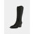 abordables Fiesta Nocturna-Botas vaqueras con diamantes de imitación para mujer: botas de fiesta negras hasta la rodilla con punta puntiaguda y tacón de bloque para festivales de música y eventos nocturnos.