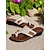 voordelige Casual sandalen-Casual bruine slippers voor dames - eenvoudig en comfortabel met teenlus en gouden accent, ideaal voor buitenactiviteiten en stranddagen