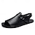 cheap Vacation Sandals-Men&#039;s Brown Faux Leather Slingback Sandals with Adjustable Buckle - Versatile Footwear for Outdoor and Casual Wear
