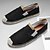 halpa Miesten loaferit ja nauhattomat kengät-Miesten mustat juuttipohjaiset espadrille-slip-on-kengät - rennot ja mukavat kesäkengät jokapäiväiseen käyttöön