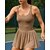 billige Kjole for kvinner-US Open Dame Ensfarget Tenniskjole med innebygd shorts og bh Sportskjole Ermeløs Kontrastnett Tennis Golf Pickleball U-hals Kjoler Svart Krem Mørk Marineblå Tennis klær