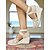 baratos Sandálias de Férias-sandálias femininas de cunha espadrille de renda em crochê – sapatos plataforma fechados estilo vintage com tiras no tornozelo, ideais para casamentos na praia no verão e festas no jardim