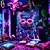 billige Blacklight -billedvev-Blacklight Vev Som Lyser I Mørket Glow Party UV Reaktiv Katt Trippy Tåkete Hengende Veve Veggkunst Mural Stue Soverom