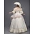 billiga Klänningar-Vintage Rokoko Renässans Maxi Klänningar Vanligt Juliet ärm Prinsessa Brud Plisserad Med volanger Prinsessa Rund hals Maskeradkläder Dam Halloween Karnival Maskerad Prestanda Fest Halloween Vuxen
