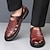 abordables Sandalias de Vacaciones-Sandalias de piel marrón para hombre con diseño de corte transpirable: calzado cómodo para verano, playa y actividades al aire libre.