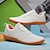 Χαμηλού Κόστους Καθημερινά Sneakers-Ανδρικά λευκά πλεκτά αθλητικά παπούτσια με φωτεινή πορτοκαλί σόλα – αναπνεύσιμα καθημερινά παπούτσια για τρέξιμο, υπαίθριες δραστηριότητες και αστικό στυλ