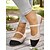 abordables Sandalias planas de mujer-Bailarinas de punto bicolor para mujer con tiras: zapatos Mary Jane informales y transpirables para uso diario, paseos y salidas de primavera.