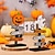 billiga Figuriner &amp; prydnadsföremål-2 st halloween-trädekorationer till bord, pumpabokstavsskylt med träd och spöke, kuslig stående dekoration för halloweenfest