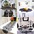 voordelige Halloween Keuken-Halloween spinnendecoratieset - Halloween zwart spinnenweb tafelkleed, Halloween tafelloper, Halloween spinnenweb lampenkappen, 36 stuks enge 3D vleermuizen voor Halloweenfeest