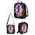 baratos Mochilas para Crianças e Adolescentes-Conjunto de mochila infantil de astronauta com 3 peças – mochila escolar colorida com estampa espacial de galáxias, lancheira térmica e estojo para meninos e meninas, ideal para escola, viagens e presentes de aniversário