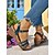 billige Casual sandaler-Damesandaler med kilehæl i imiteret læder og flettede stropper, afslappet sommerstil til weekendture, havefester og daglig komfort