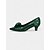 abordables Escarpins femme-Escarpins à bout pointu et nœud vert foncé pour femme – talons mi-hauts en cuir verni, style vintage pour le travail, les fêtes et les occasions habillées