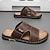 ieftine Sandale de vacanță-Sandale slip-on maro pentru bărbați, cu decupaje, din piele ecologică moale, de vară, pentru confort în interior, treburi de weekend și utilizare casual în aer liber