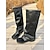 preiswerte Cowboy &amp; Western Stiefel-Schwarze Damen-Sandalen aus Leder mit Zehen- und Kniehöhe – trendiges Fashion-Statement für Musikfestivals und Streetstyle-Events