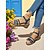 billige Casual sandaler-Damesandaler med kilehæl i imiteret læder og flettede stropper, afslappet sommerstil til weekendture, havefester og daglig komfort