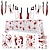 abordables Halloween Cocina-Juego de decoración de huellas de sangre de Halloween que incluye adhesivos para ventanas, pancarta de cuchillo de sangre y mantel de PVC, perfecto para Halloween, casas embrujadas y decoración de