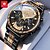 billige Kvartsure-OLEVS 3645 Herre Ur Top Mærke Business Original Kvarts Ur Solid Træ Multifunktionel Chronograph Månefase Ur