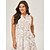 abordables robe décontractée imprimée-Femme Robe chemise Robe Maxi Bleu Vert Beige Sans Manches Courbe Poche Imprimé Avec ceinture Eté Col de Chemise Trapèze XS S M
