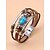preiswerte Urlaubszubehör-Türkisfarbenes Lederarmband für Herren mit Totenkopf- und Metallelementen im Bohemian-Western-Stil, perfekt für Freizeit und Alltag.