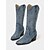 billige Cowboy og vestlige støvler-Denim western cowboystøvler til dame med broderte detaljer – vintage støvletter med grov hæl til midt på leggen for festivaler, rodeo-arrangementer og hverdagsbruk
