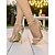 baratos Festa da Vida Noturna-sandálias femininas de salto alto stiletto dourado, sapatos de festa com tira no tornozelo e strass para eventos noturnos e festas totalmente brancas