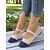abordables Sandalias planas de mujer-Bailarinas de punto bicolor para mujer con tiras: zapatos Mary Jane informales y transpirables para uso diario, paseos y salidas de primavera.