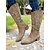 abordables Cowboy y botas occidentales-Botas vaqueras hasta la rodilla de gamuza estilo western para mujer: botas de montar de tacón medio con punta puntiaguda y bordado en color canela para conciertos de música country, atuendos de otoño y eventos al aire libre.
