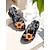 abordables Sandales de Vacances-Sabots à enfiler en cuir violet à motif floral pour femme avec application de fleurs 3D – chaussures confortables bohèmes vintage pour les loisirs, le jardinage et les voyages