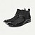 abordables Bottes en cuir haut de gamme-Bottes intermédiaires en cuir avec coutures rouges et blanches pour hommes avec détails de boucle à embout doré – Chaussures inspirées de style rétro pour soirées et occasions spéciales