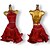 abordables Tenues de danse latine-Robe de danse latine rouge à épaules dénudées et à diamants pour femmes, jupe en maille de compétition