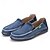 billige Hyttesko til mænd-Herre blå denim loafers med flosset kantdesign, slip-on lette, afslappede sko til weekendture, sommerture og daglig komfort