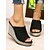 preiswerte Urlaubsandalen-Gelbe Häkel-Sandalen mit Keilabsatz für Damen – offene Espadrille-Plateauschuhe für den Sommer für Strandurlaube, Freizeitausflüge und Urlaubskleidung