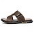ieftine Sandale de vacanță-Sandale slip-on maro pentru bărbați, cu decupaje, din piele ecologică moale, de vară, pentru confort în interior, treburi de weekend și utilizare casual în aer liber