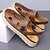 billiga Kjol sandaler-Herrsandaler i brunt konstläder med slip-on-mönster, justerbar ryggrem och andningsbar design, bekväma vardagsskor för strand, vandring och sommaraktiviteter