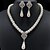 abordables Conjuntos de joyas-Conjuntos de joyas nupciales, 1 juego de pendientes y collar con perlas de imitación y diamantes de imitación, conjunto de joyas elegantes y modernas para mujer, ideal para bodas, ocasiones
