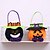 abordables Regalos-Bolsa de dulces de calabaza de Halloween de 4 piezas para niños, bolsa redonda de truco o trato con sombrero, bolsa de regalo reutilizable para suministros y decoraciones de fiesta de Halloween