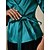 baratos Tops elegantes-Mulheres Blusa Tops de noite Elegante Metálico à moda Manga 3/4 Decote V Tops regulares Convidado do casamento Festa de Noite Semi formal gravata na frente Azul-petróleo profundo Primavera / Outono
