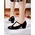 baratos Sapatos de Dança Latina-Sapatos de dança femininos em couro envernizado preto com tiras em T - calçados de prática de salão de salto baixo para dança latina, jazz e performances de palco