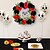 billige Halloween-kranser og blomsterdekorasjoner-Halloween-kranser til inngangsdør innendørs utendørs dekorasjon, de dødes dag rød svart rosekrans med hodeskalleskilt til vindu og veggdekor