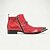 abordables Bottes en cuir haut de gamme-Bottes intermédiaires en cuir avec coutures rouges et blanches pour hommes avec détails de boucle à embout doré – Chaussures inspirées de style rétro pour soirées et occasions spéciales