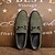 billiga Slip-ons och loafers till herrar-olivgröna herrloafers – snygga slip-on-skor i konstmocka med metallspänne för affärsmässiga och avslappnade looks, både middagsdejter och kontorskläder