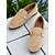 cheap Women&#039;s Flats-Women&#039;s Tan Suede Loafers with Metal Buckle, Classic Slip-On Flats for Casual Dates and Everyday Wear
