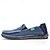 billige Hyttesko til mænd-Herre blå denim loafers med flosset kantdesign, slip-on lette, afslappede sko til weekendture, sommerture og daglig komfort